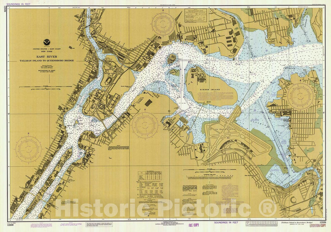 Historic Nautical Map - Tallman Island To Queensboro Bridge, 1982 NOAA Chart - New York (NY) - Vintage Wall Art