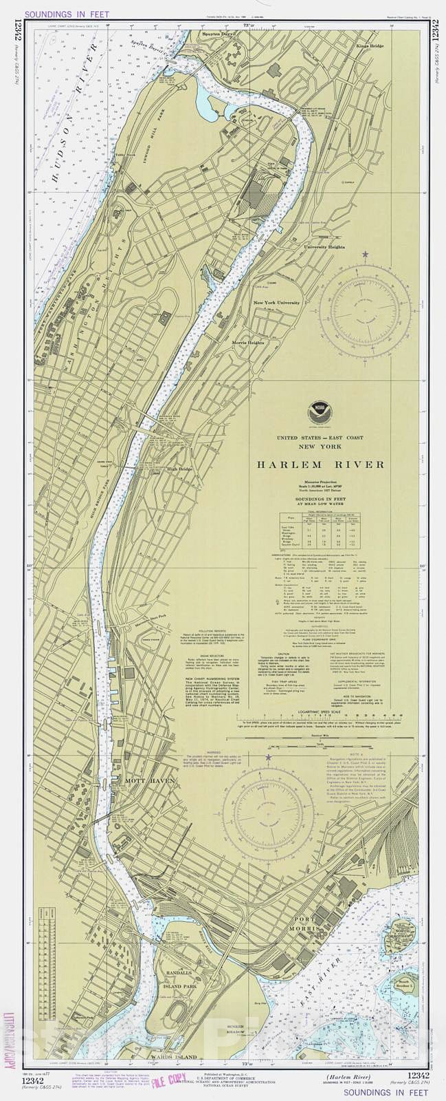 Historic Nautical Map - Harlem River, 1977 NOAA Chart - New York (NY) - Vintage Wall Art