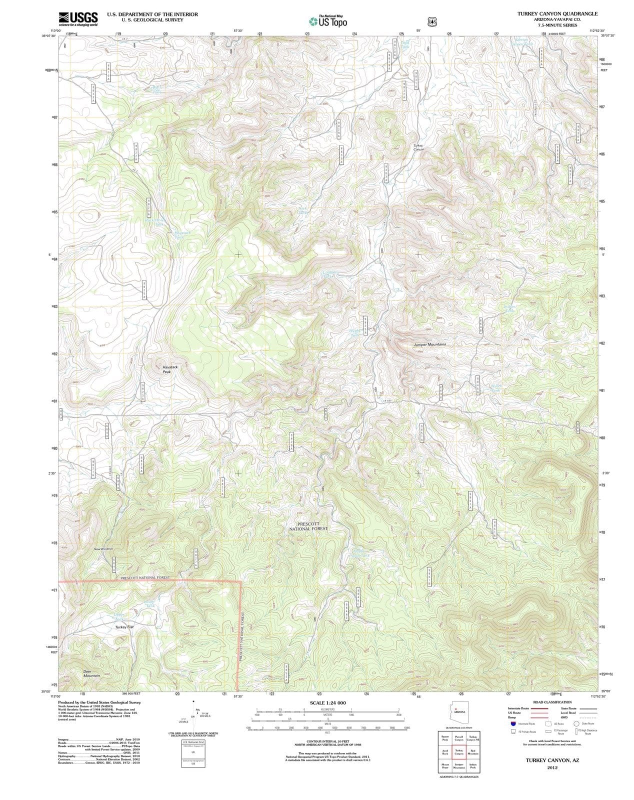 2012 Turkey Canyon, AZ - Arizona - USGS Topographic Map