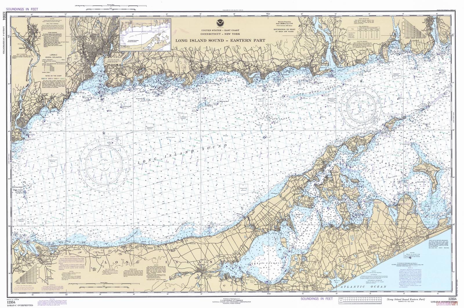 Historic Nautical Map - Long Island Sound - Eastern Part, 1980 NOAA Chart - Connecticut, New York (CT, NY) - Vintage Wall Art