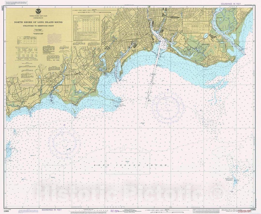 Historic Nautical Map - North Shore Of Long Island Sound - Stratford Pt To Sherwood Pt, 1982 NOAA Chart - Connecticut (CT) - Vintage Wall Art