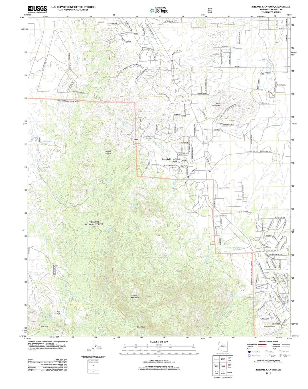 2012 Jerome Canyon, AZ - Arizona - USGS Topographic Map