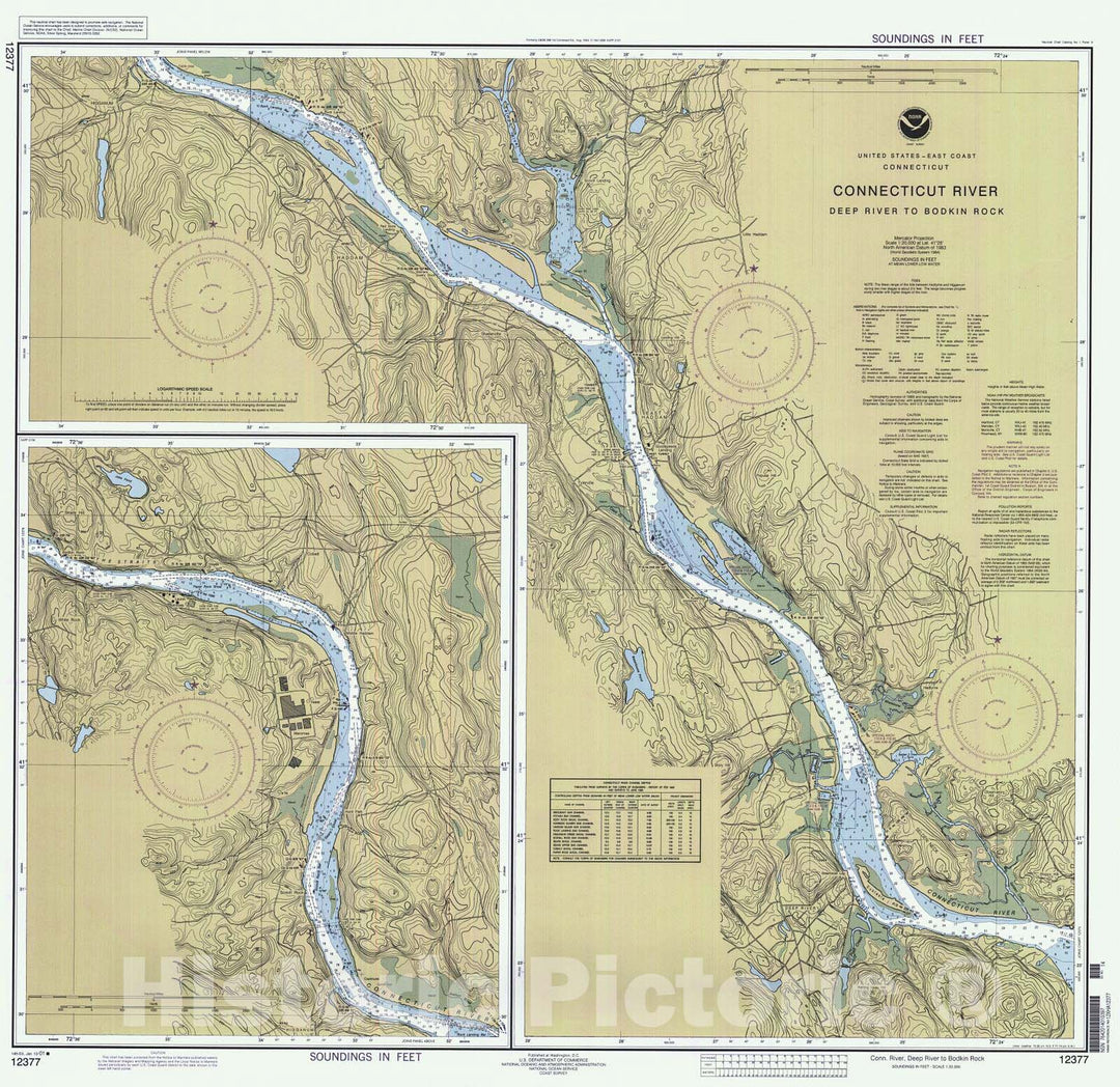 Historic Nautical Map - Connecticut River - Deep River To Bodkin Rock, 2001 NOAA Chart - Connecticut (CT) - Vintage Wall Art