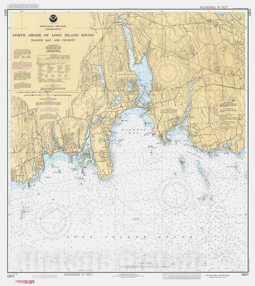 Historic Nautical Map - North Shore Of Long Island Sound - Niantic Bay And Vicinity, 1991 NOAA Chart - Connecticut (CT) - Vintage Wall Art