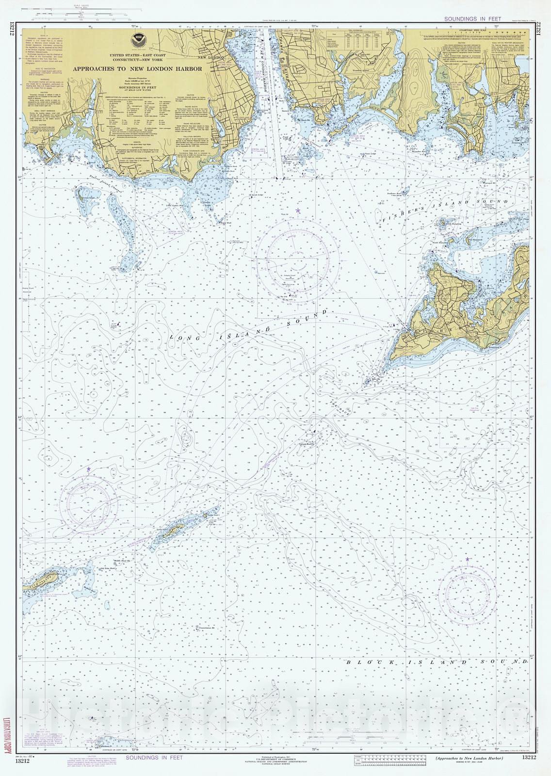 Historic Nautical Map - Approaches To New London Harbor, 1980 NOAA Chart - New York, Connecticut (NY, CT) - Vintage Wall Art