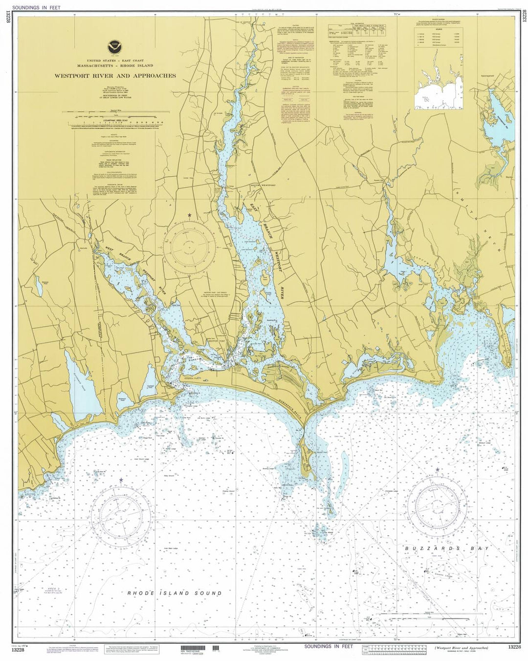 Historic Nautical Map - Westport River And Approaches, 1997 NOAA Chart - Massachusetts, Rhode Island (MA, RI) - Vintage Wall Art