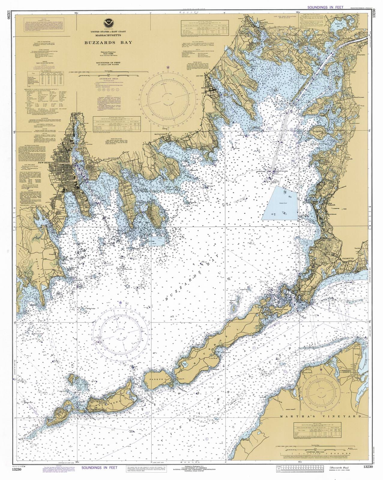 Historic Nautical Map - Buzzards Bay, 1982 NOAA Chart - Massachusetts (MA) - Vintage Wall Art