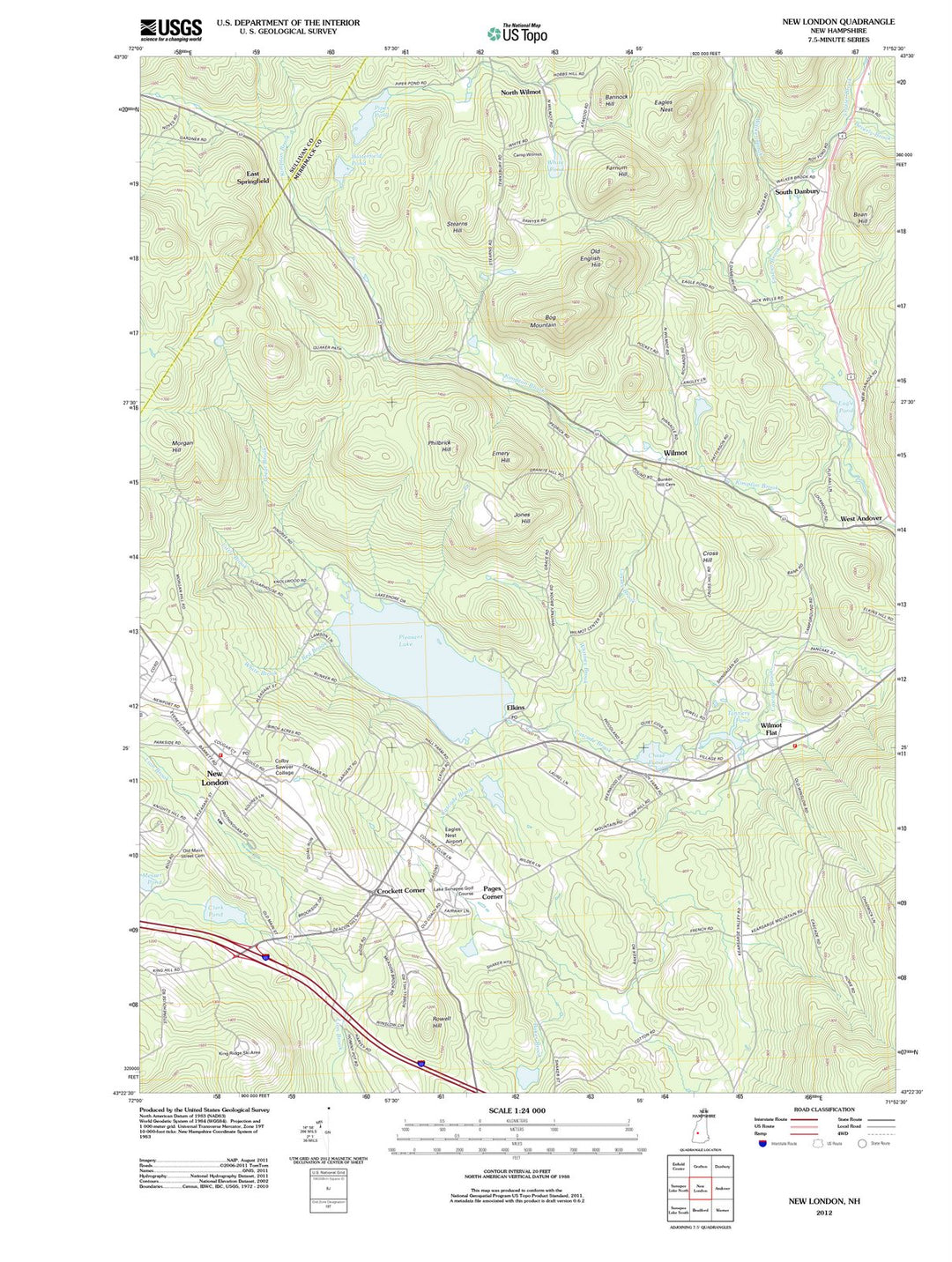 2012 New London, NH - New Hampshire - USGS Topographic Map