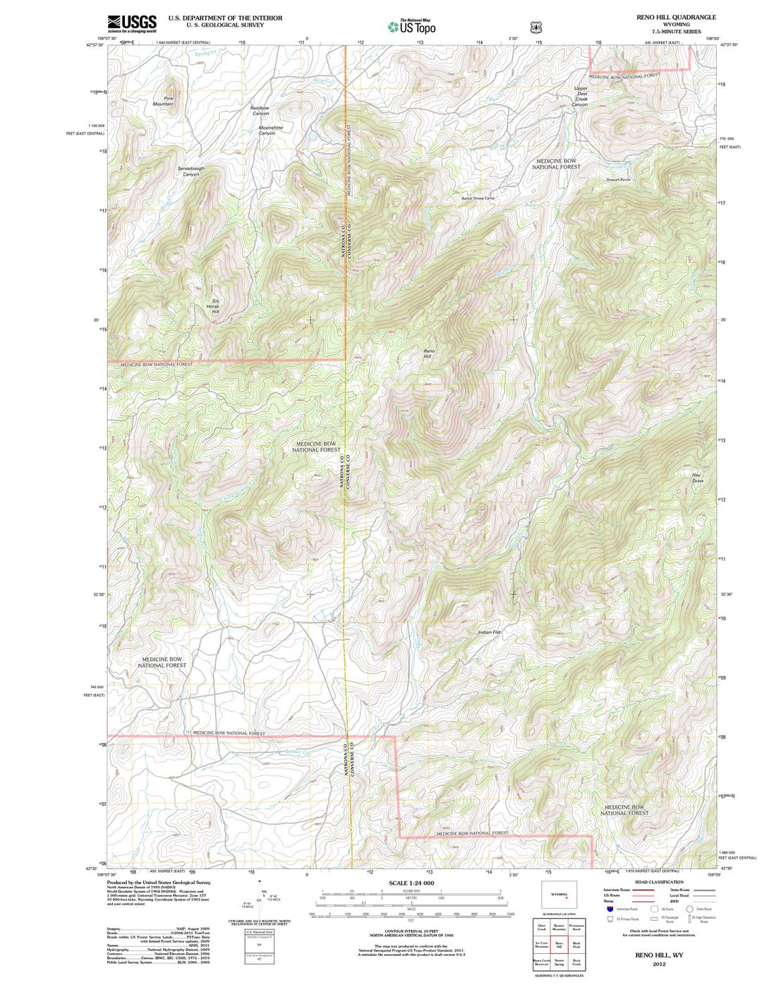 2012 Reno Hill, WY - Wyoming - USGS Topographic Map