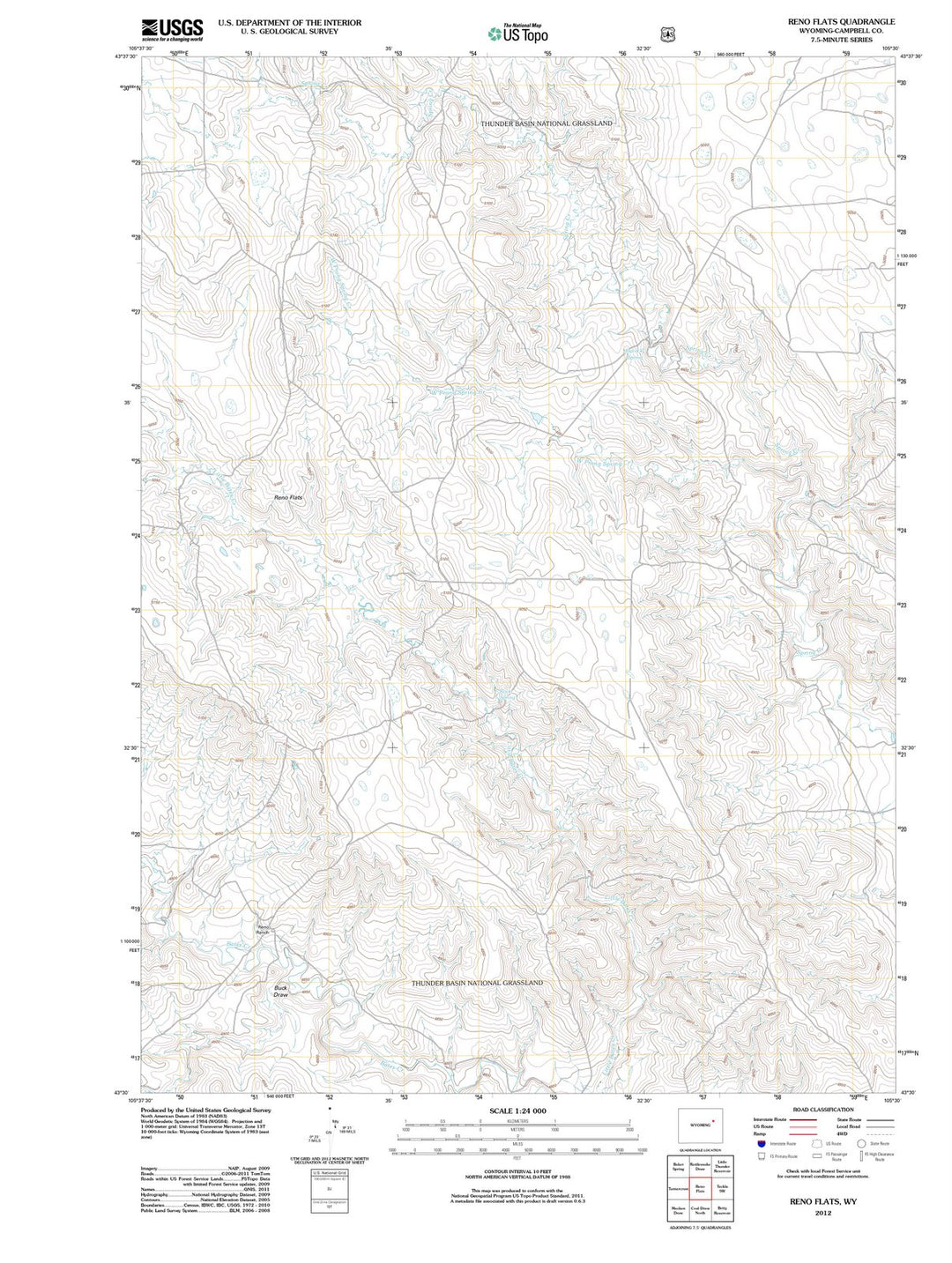 2012 Reno Flats, WY - Wyoming - USGS Topographic Map