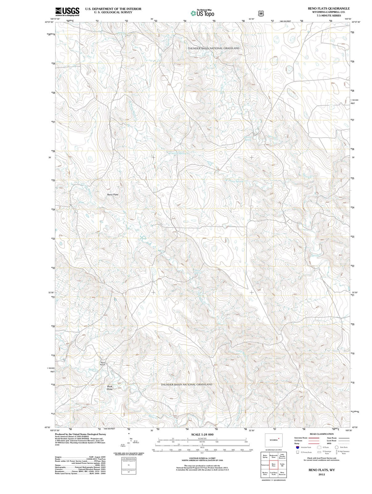 2012 Reno Flats, WY - Wyoming - USGS Topographic Map