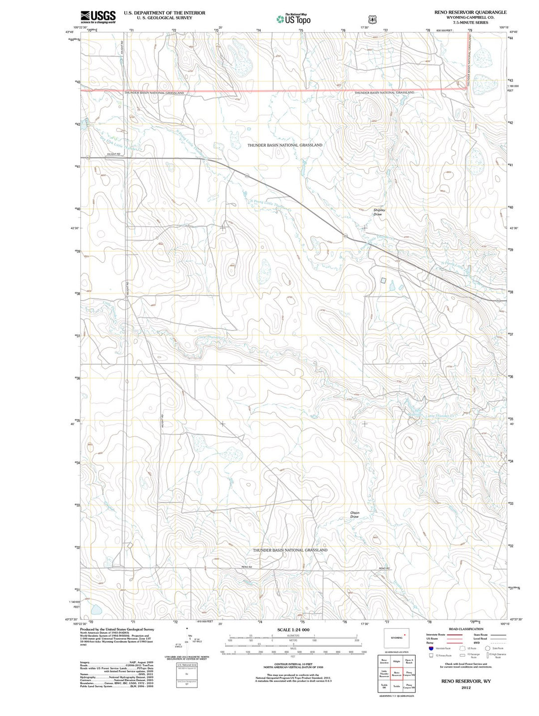 2012 Reno Reservoir, WY - Wyoming - USGS Topographic Map