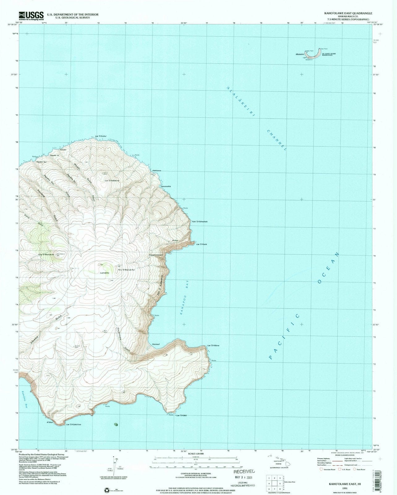 1991 Kahoolawe East, HI - Hawaii - USGS Topographic Map