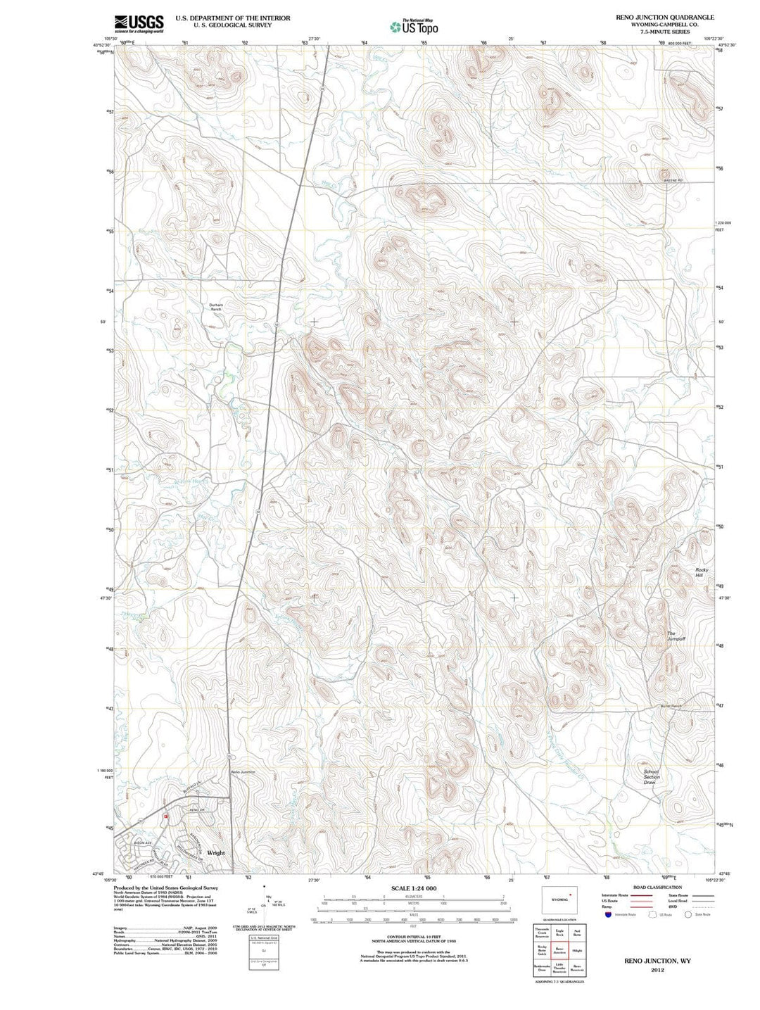 2012 Reno Junction, WY - Wyoming - USGS Topographic Map