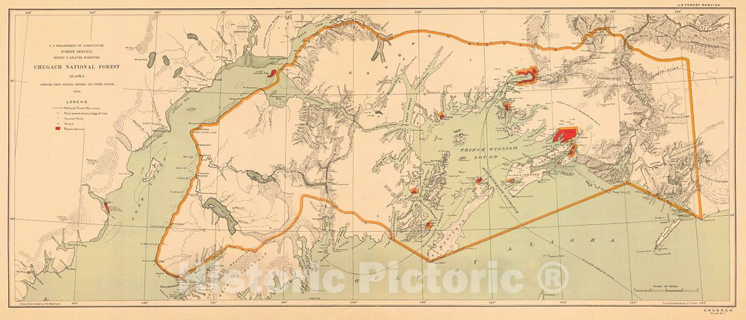 Historic Nautical Map - Map Of Chugach National Forest, 1910 NOAA Topographic - Alaska (AK) - Vintage Wall Art