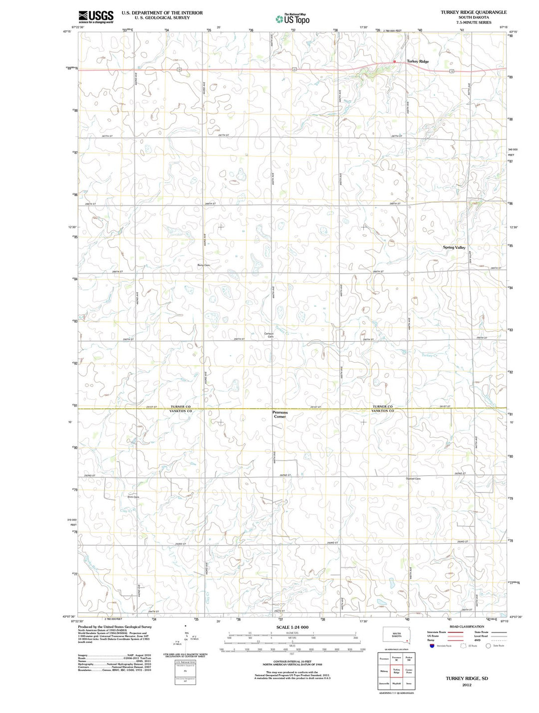 2012 Turkey Ridge, SD - South Dakota - USGS Topographic Map