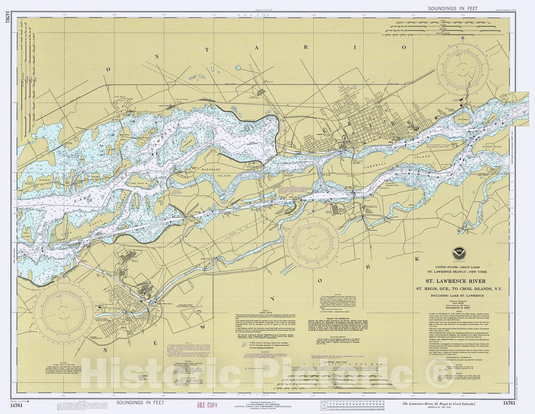 Historic Nautical Map - St Lawrence River St Regis To Croil Islands, 1981 NOAA Chart - New York (NY) - Vintage Wall Art