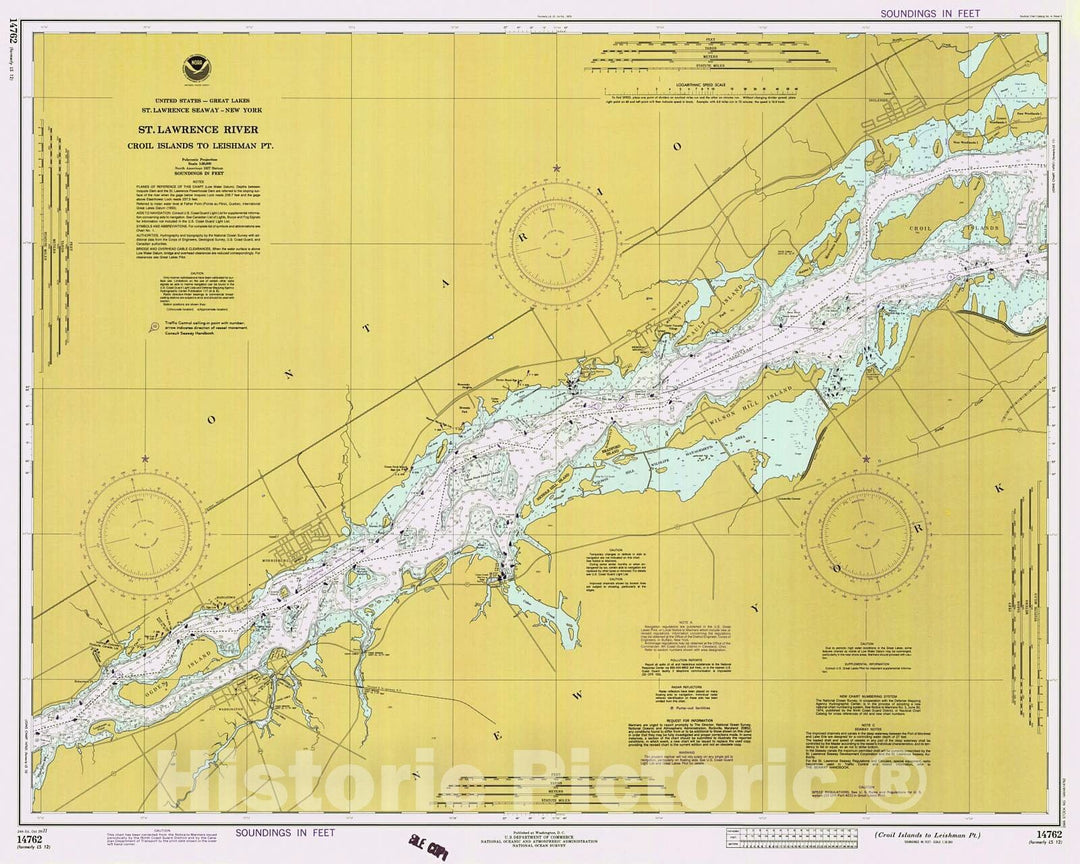 Historic Nautical Map - St Lawrence River Croil Islands To Leishman Pt, 1977 NOAA Chart - New York (NY) - Vintage Wall Art