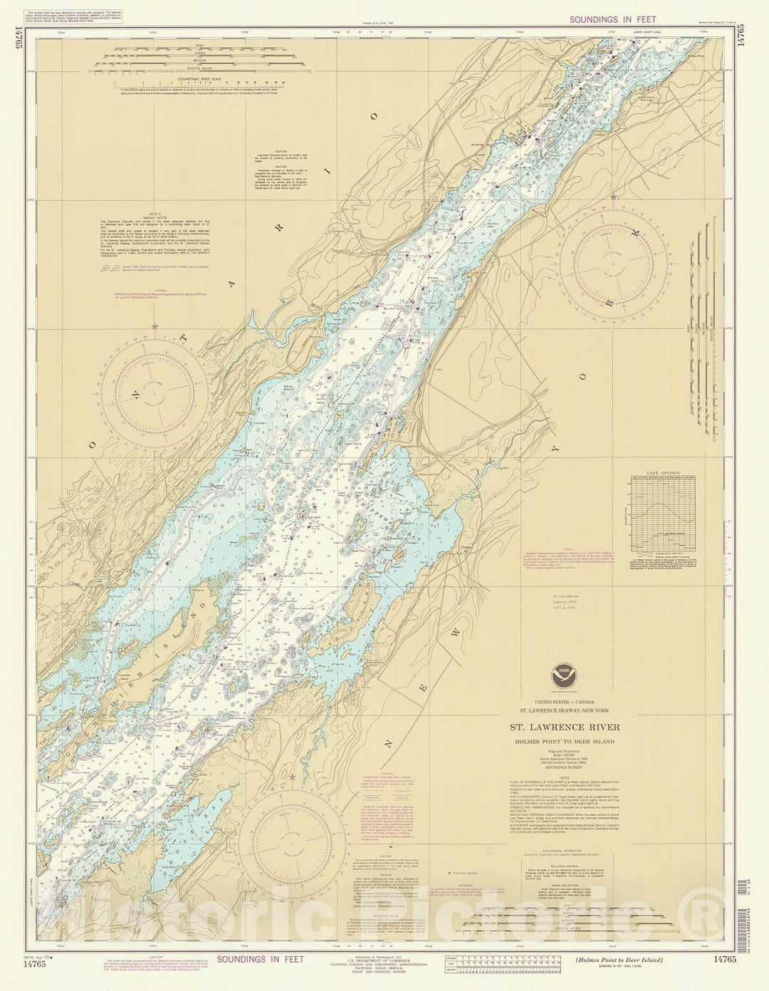 Historic Nautical Map - St Lawrence River Holmes Point To Deer Island, 1993 NOAA Chart - New York (NY) - Vintage Wall Art