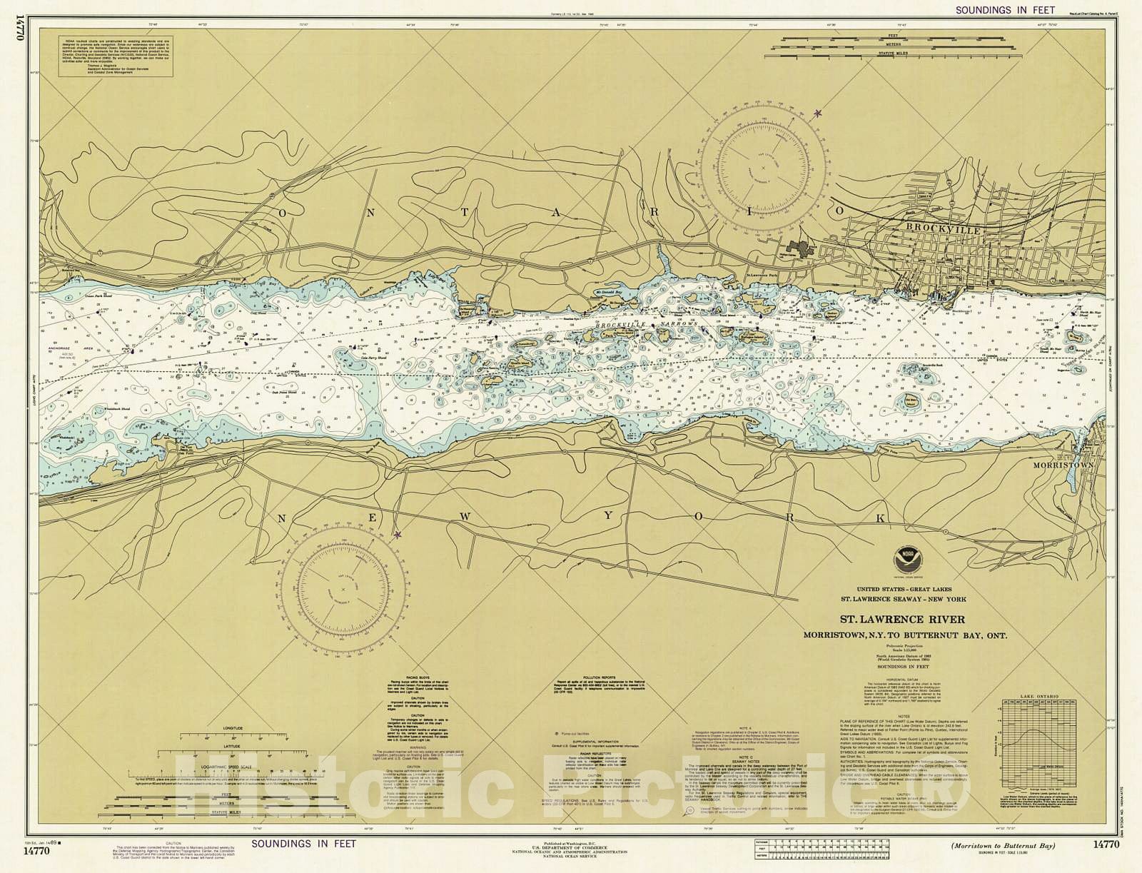 Historic Nautical Map - St Lawrence River - Morristown To Butternut Bay, 1989 NOAA Chart - New York (NY) - Vintage Wall Art