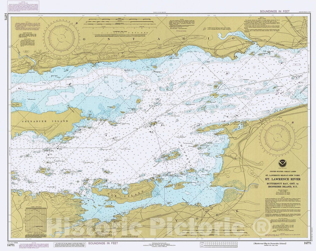 Historic Nautical Map - St Lawrence River Butternut Bay To Ironsides Island, 1985 NOAA Chart - New York (NY) - Vintage Wall Art