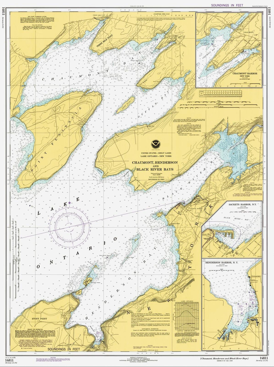 Historic Nautical Map - Chaumont Henderson And Black River Bays, 1978 NOAA Chart - New York (NY) - Vintage Wall Art