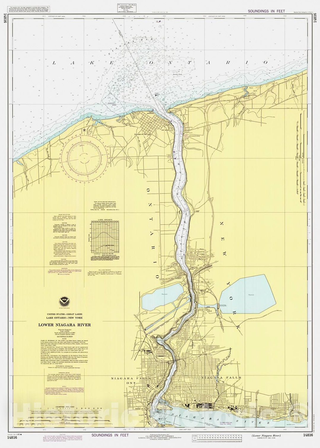 Historic Nautical Map - Lower Niagara River, 1990 NOAA Chart - New York (NY) - Vintage Wall Art