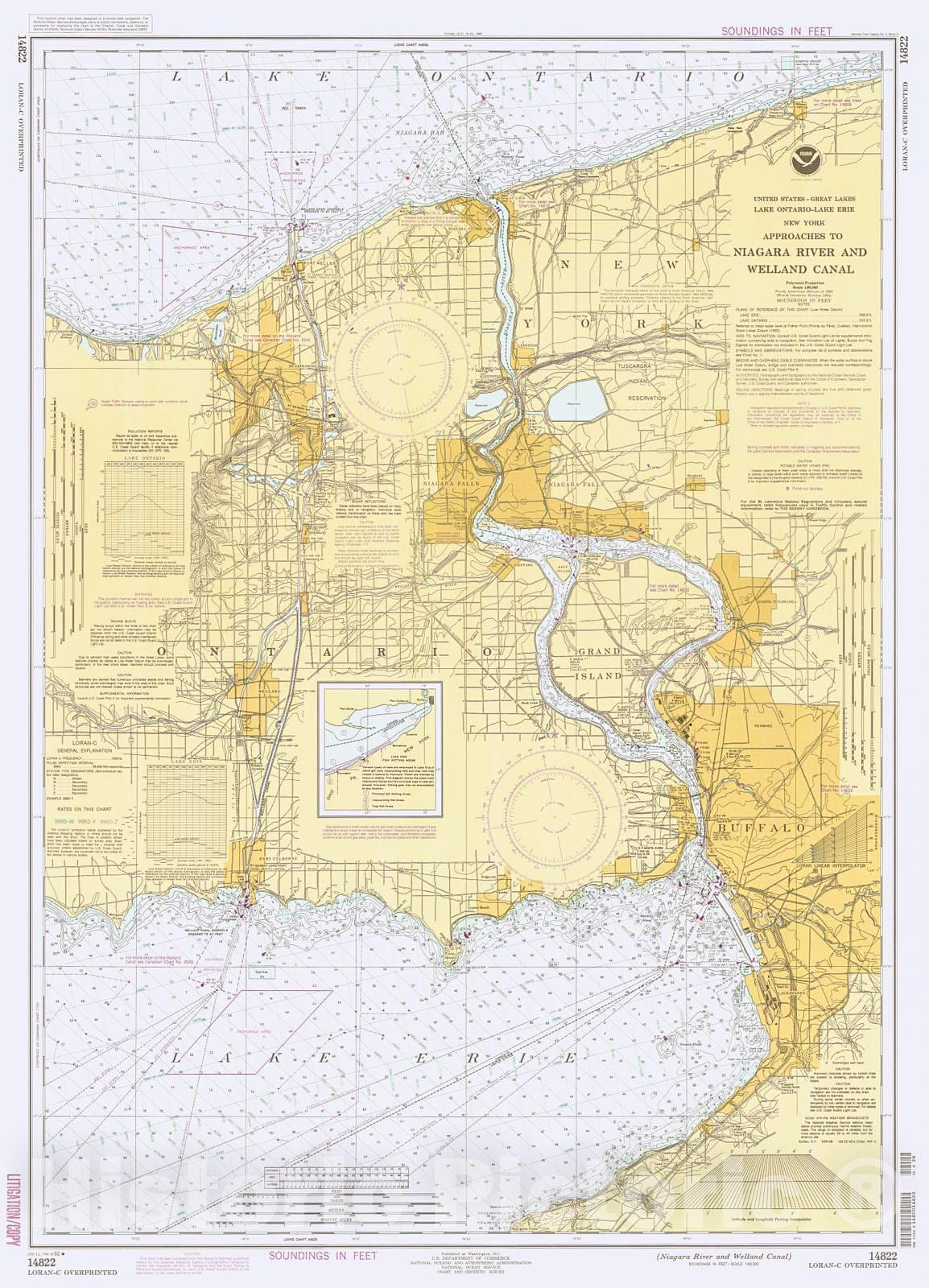 Historic Nautical Map - Niagara River And Welland Canal, 1992 NOAA Chart - New York (NY) - Vintage Wall Art