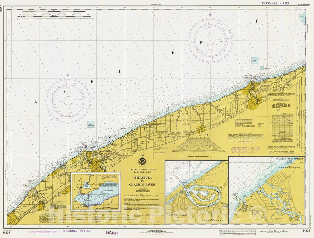 Historic Nautical Map - Ashtabula To Chagrin River, 1978 NOAA Chart - Ohio (OH) - Vintage Wall Art