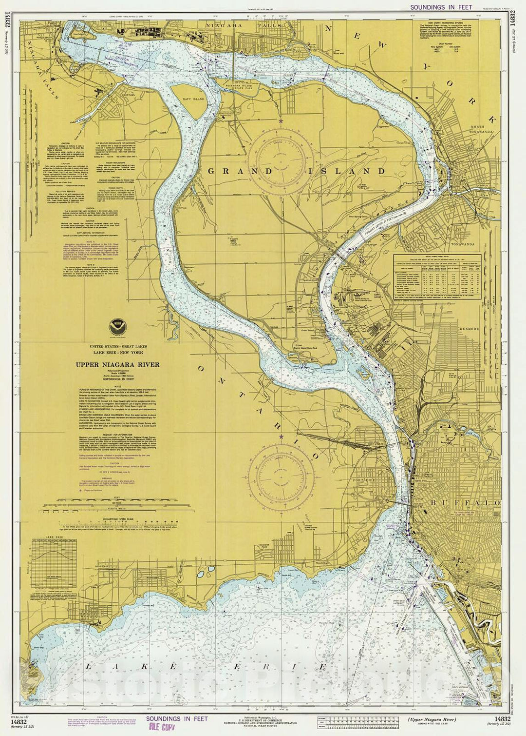 Historic Nautical Map - Upper Niagara River, 1977 NOAA Chart - New York (NY) - Vintage Wall Art