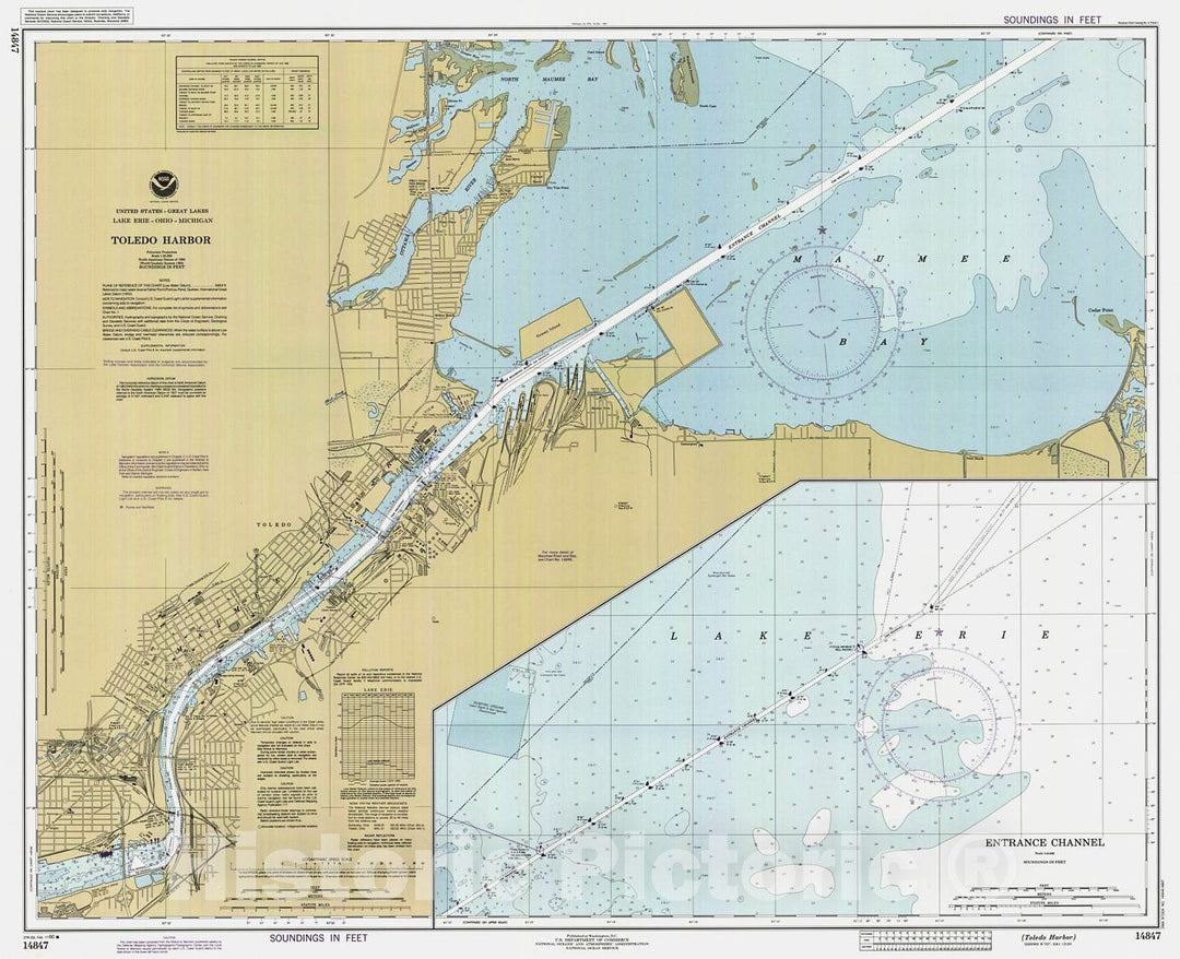 Historic Nautical Map - Toledo Harbor, 1990 NOAA Chart - Michigan, Ohio (MI, OH) - Vintage Wall Art