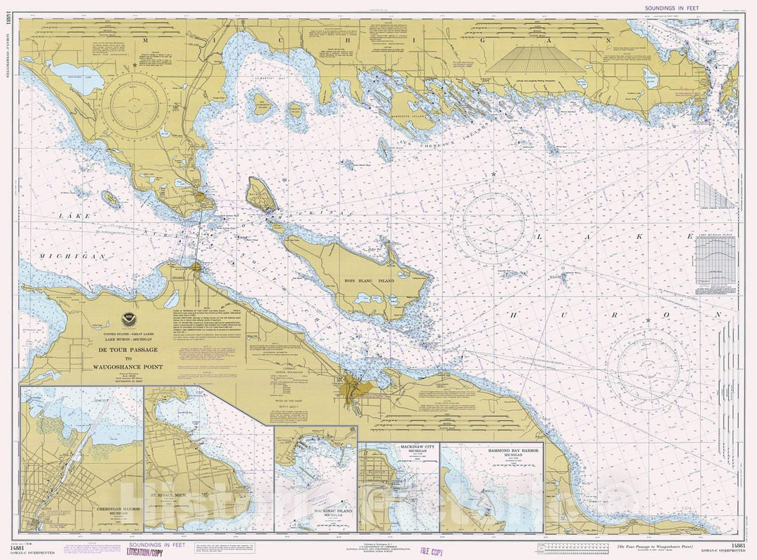 Historic Nautical Map - De Tour Passage To Waugoshance Point, 1982 NOAA Chart - Michigan (MI) - Vintage Wall Art