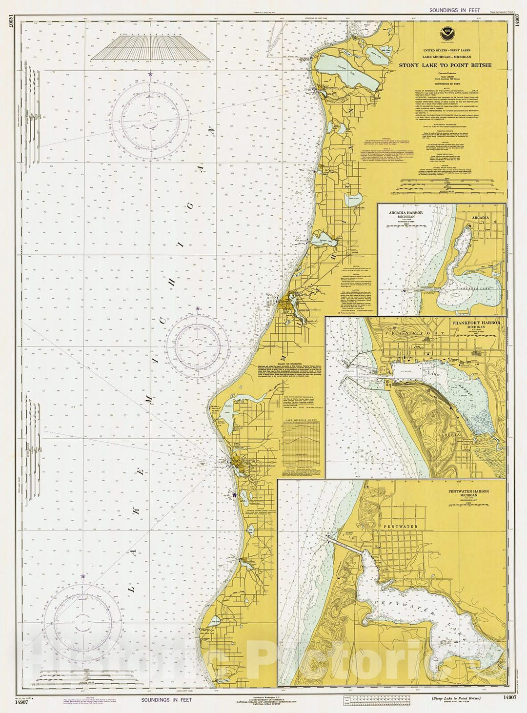 Historic Nautical Map - Stony Lake To Point Betsie, 1980 NOAA Chart - Michigan (MI) - Vintage Wall Art