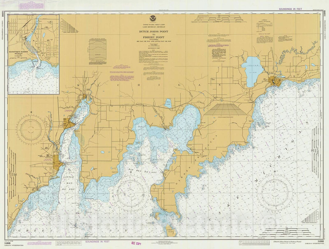 Historic Nautical Map - Dutch Johns Point To Fishery Point, 1984 NOAA Chart - Michigan (MI) - Vintage Wall Art