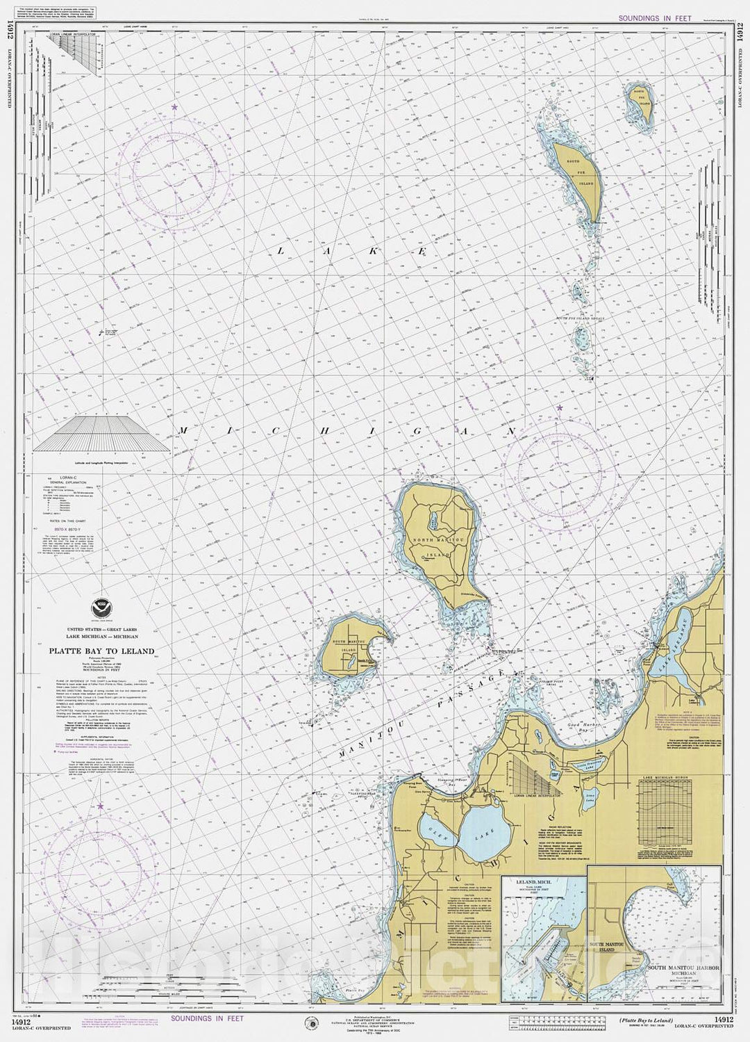 Historic Nautical Map - Platte Bay To Leland, 1988 NOAA Chart - Michigan (MI) - Vintage Wall Art