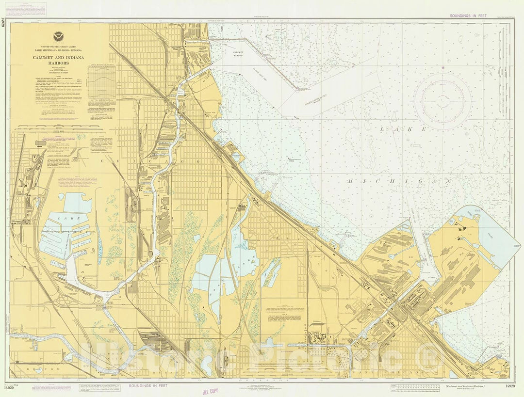 Historic Nautical Map - Calumet And Indiana Harbors, 1983 NOAA Chart - Indiana, Illinois (IN, IL) - Vintage Wall Art