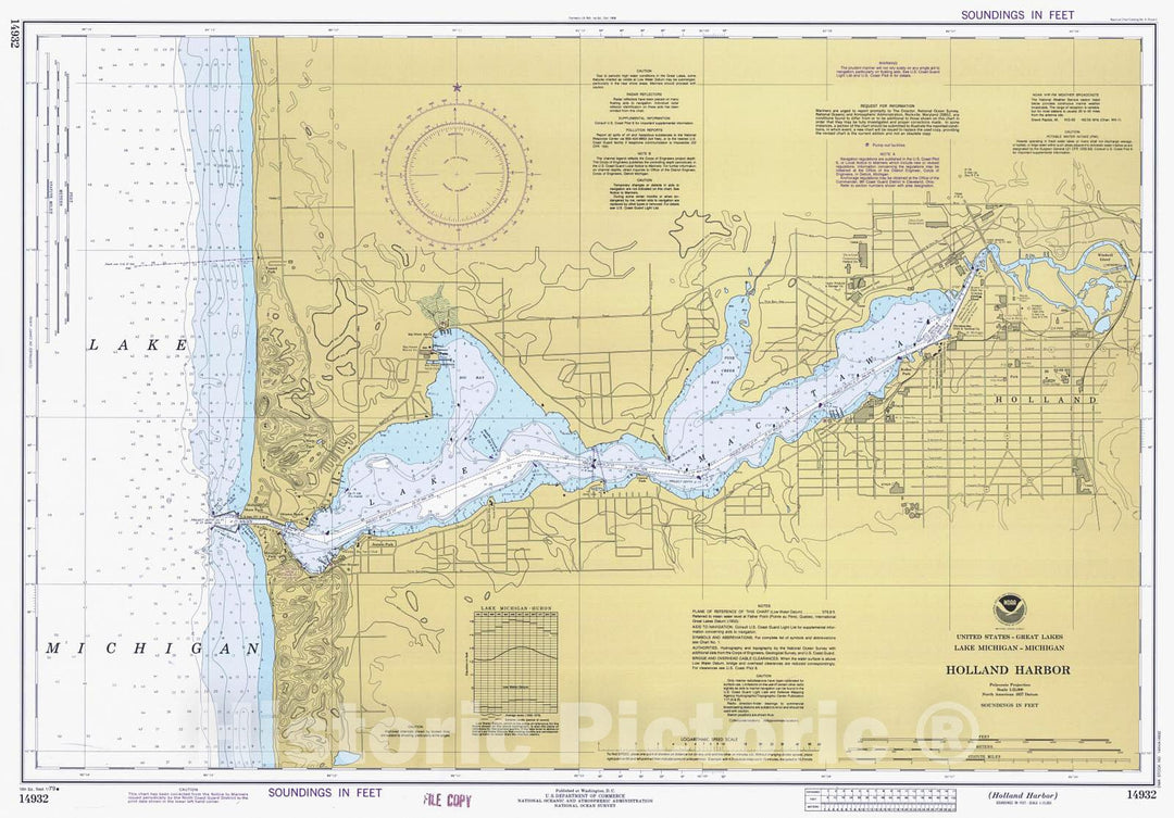 Historic Nautical Map - Holland Harbor, 1979 NOAA Chart - Michigan (MI) - Vintage Wall Art