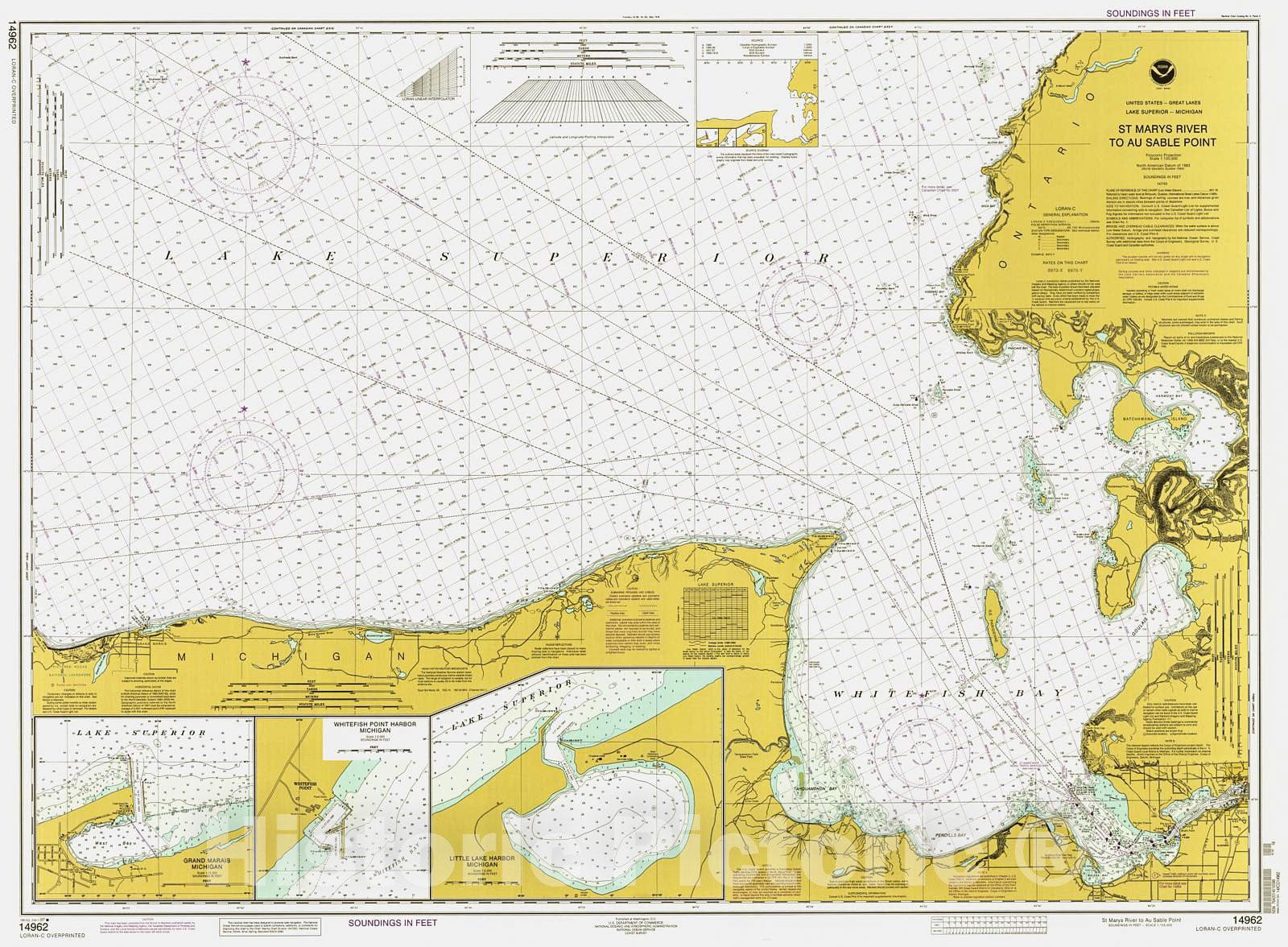 Historic Nautical Map - St Marys River To Au Sable Point, 1997 NOAA Chart - Michigan (MI) - Vintage Wall Art