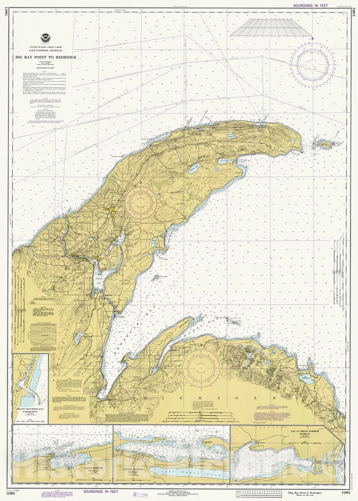 Historic Nautical Map - Big Bay Point To Redridge, 1980 NOAA Chart - Michigan (MI) - Vintage Wall Art