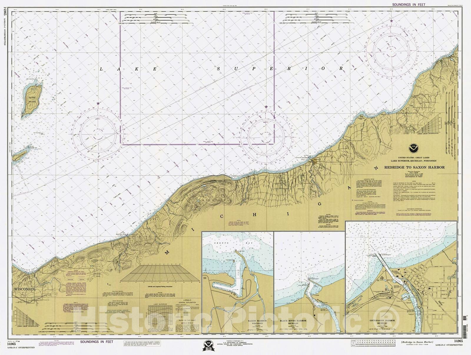 Historic Nautical Map - Redridge To Saxon Harbor, 1995 NOAA Chart - Michigan, Wisconsin (MI, WI) - Vintage Wall Art