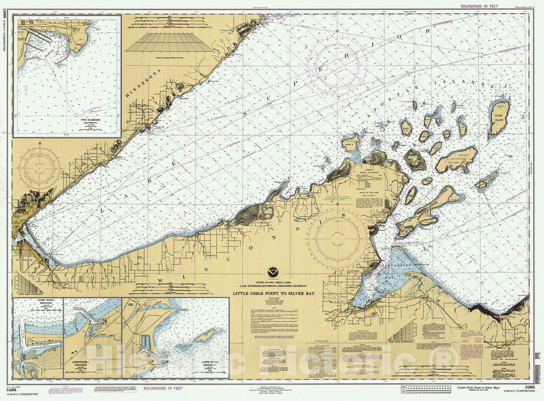 Historic Nautical Map - Little Girls Point To Silver Bay, 1995 NOAA Chart - Minnesota, Michigan, Wisconsin (MN, MI, WI) - Vintage Wall Art