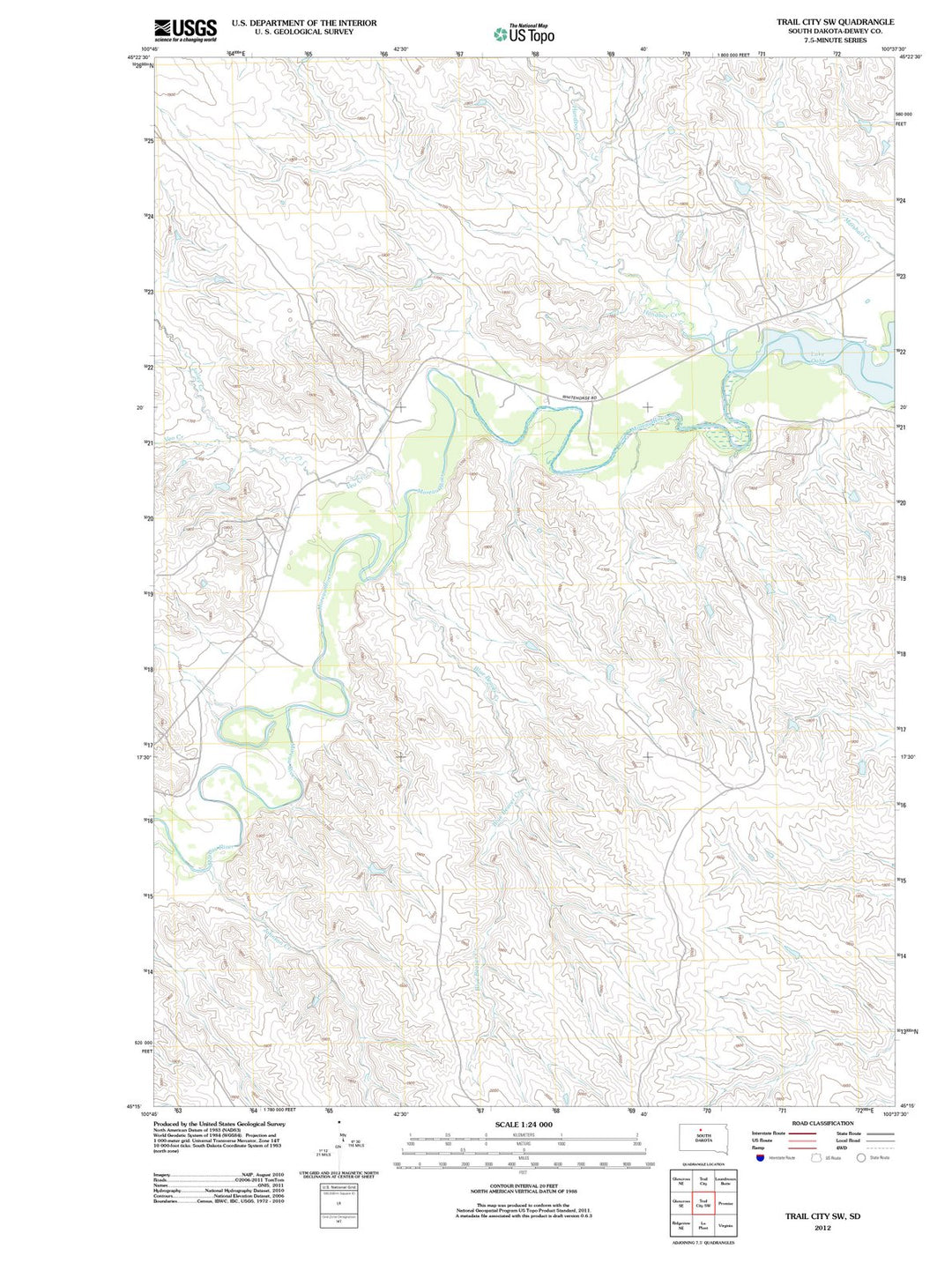 2012 Trail City, SD - South Dakota - USGS Topographic Map v2