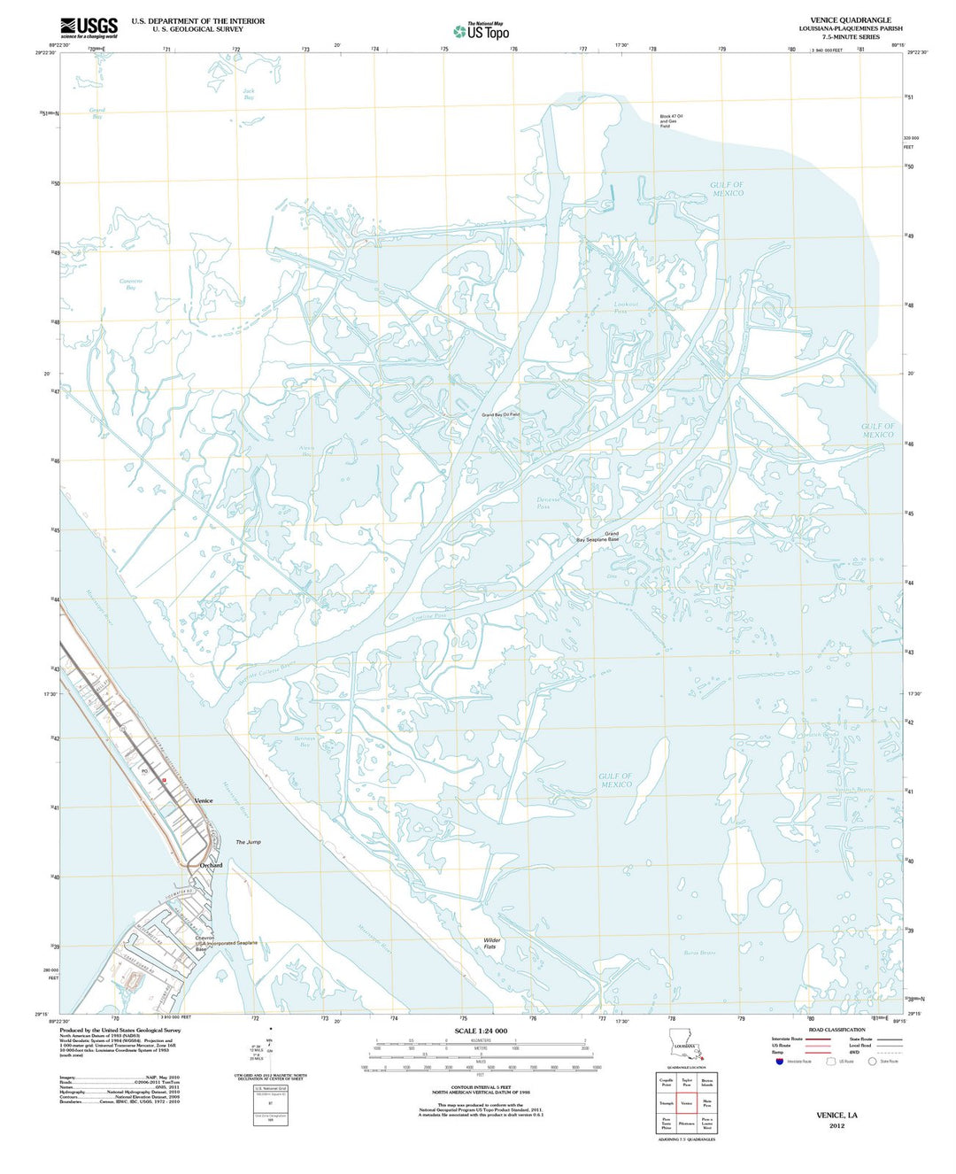 2012 Venice, LA - Louisiana - USGS Topographic Map