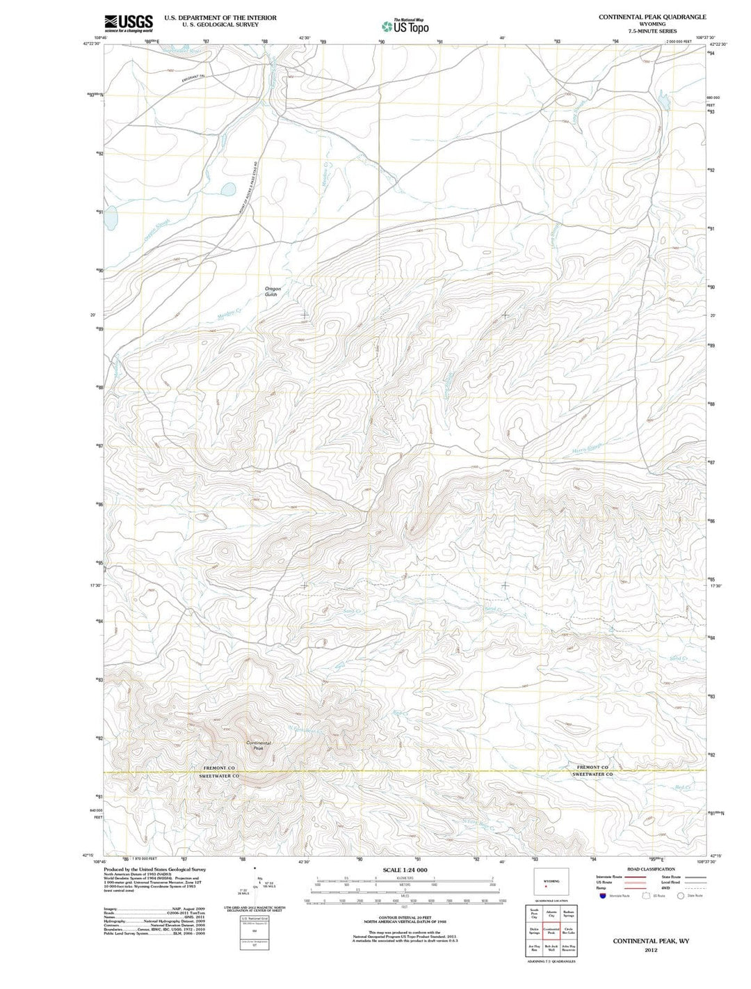 2012 Continental Peak, WY - Wyoming - USGS Topographic Map