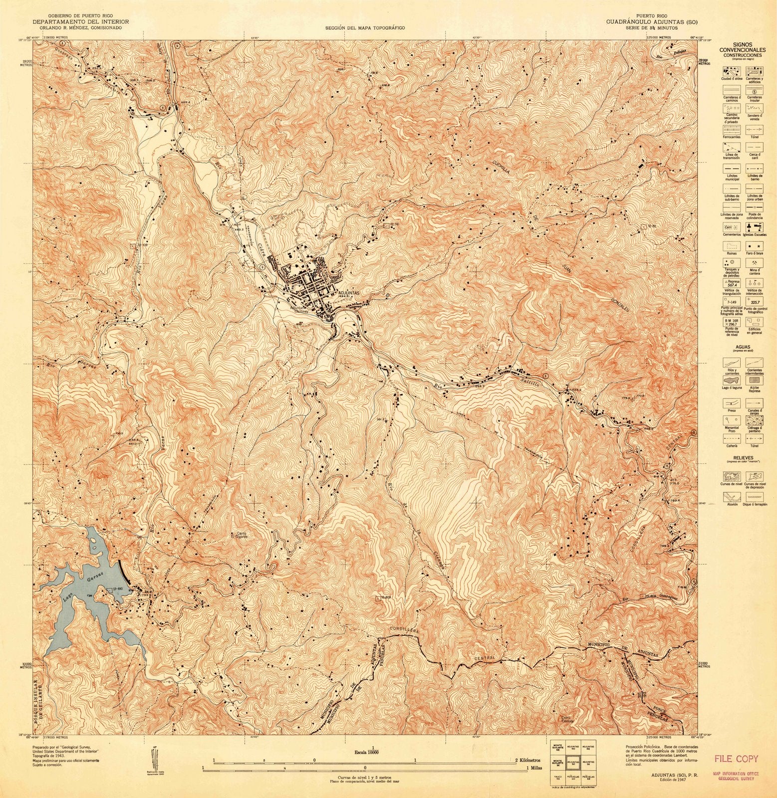 1947 Adjuntas SO, PR - Puerto Rico - USGS Topographic Map