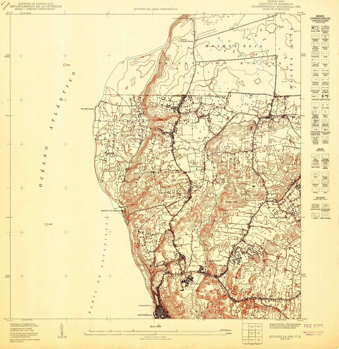 1950 Aguadilla, PR - Puerto Rico - USGS Topographic Map