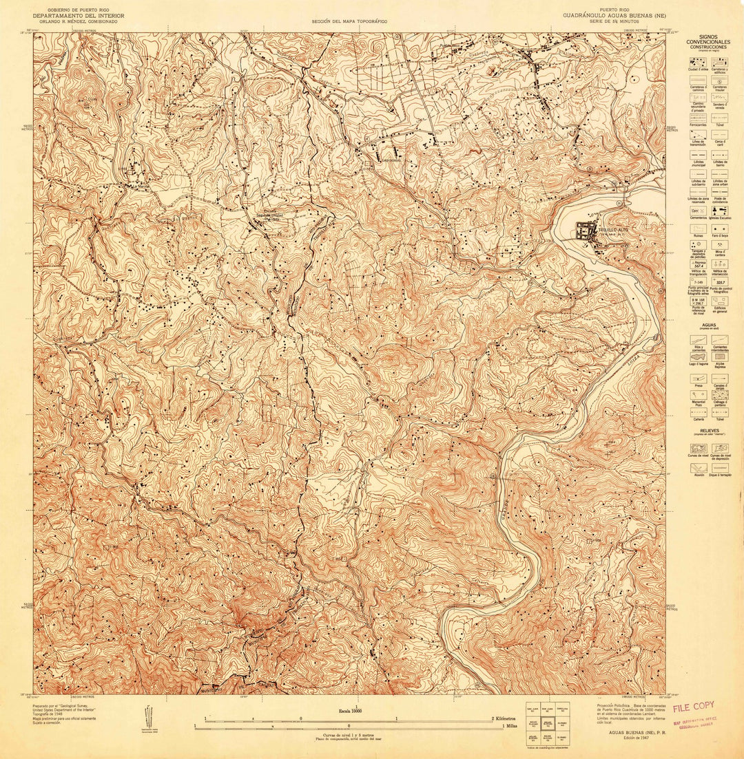 1947 Aguas Buenas, PR - Puerto Rico - USGS Topographic Map