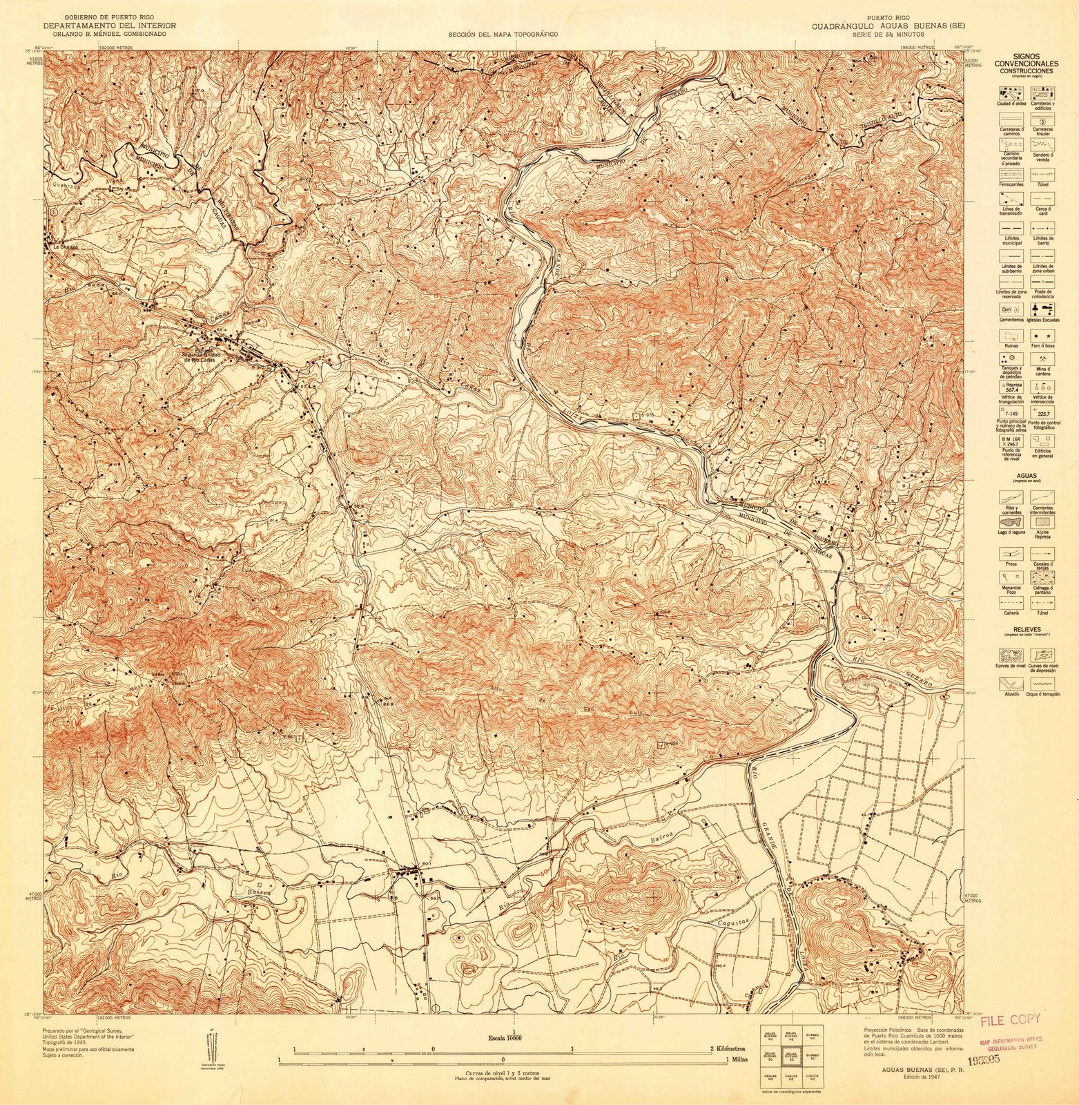 1947 Aguas Buenas, PR - Puerto Rico - USGS Topographic Map v2