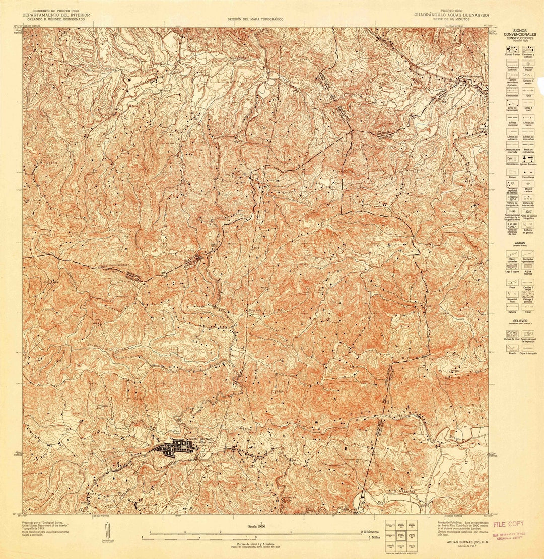 1947 Aguas Buenas SO, PR - Puerto Rico - USGS Topographic Map