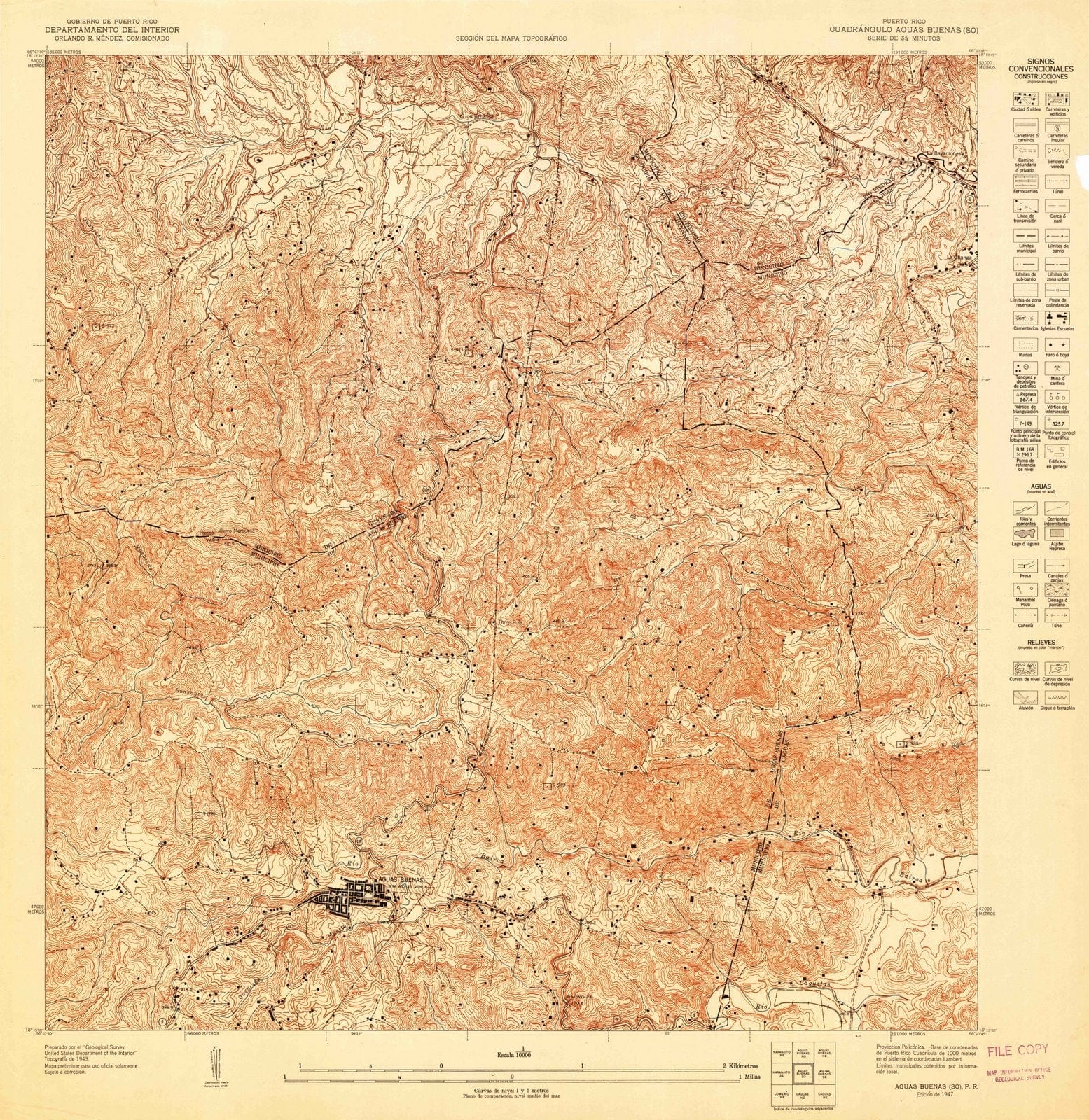 1947 Aguas Buenas SO, PR - Puerto Rico - USGS Topographic Map